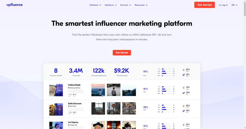 Upfluence influencer marketing software