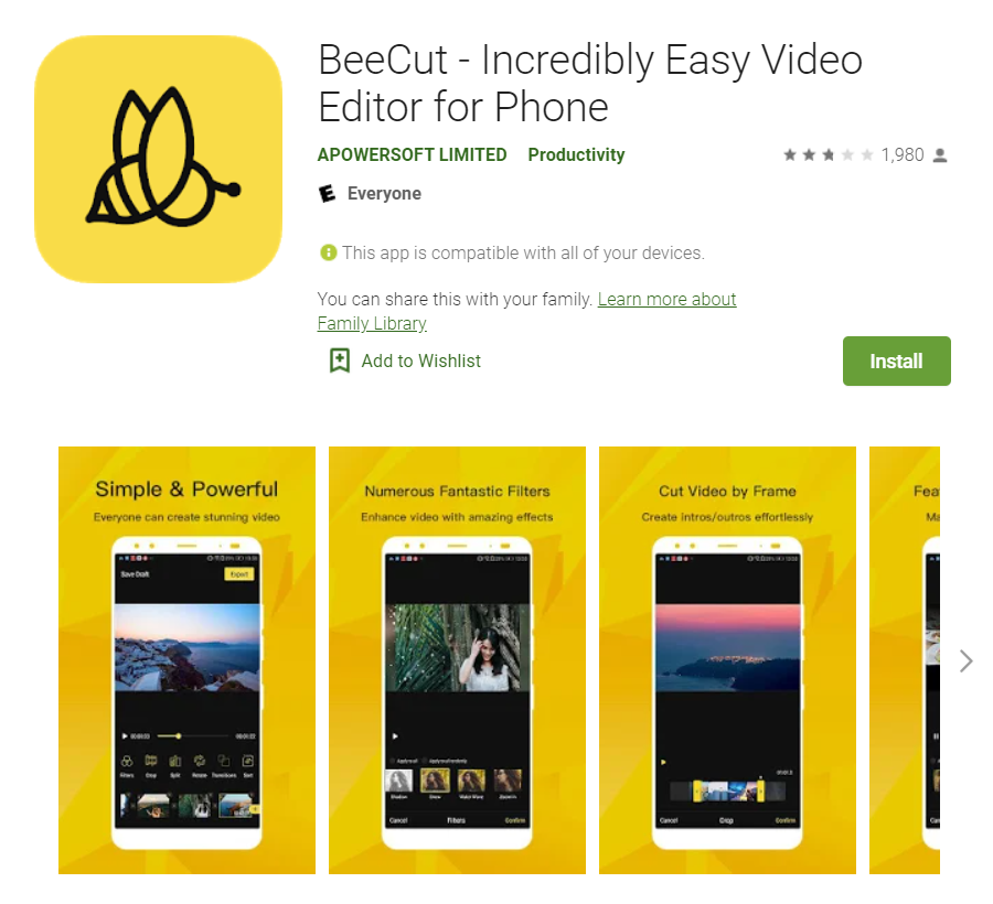 BeeCut TikTok video editing app