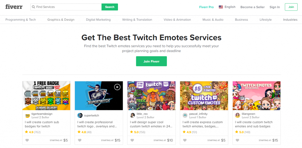Fiverr twitch emotes services