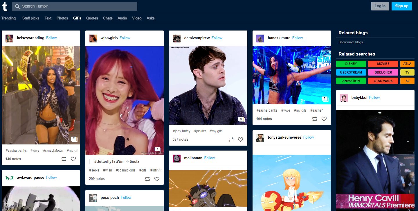 Tumblr makes it easy to search for reaction GIFs