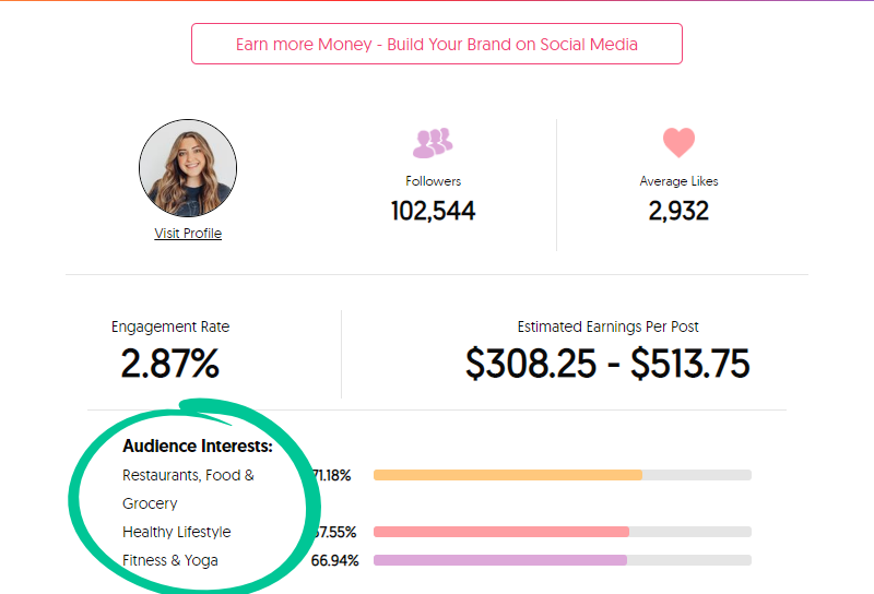 Audience interests - Influencer Rates