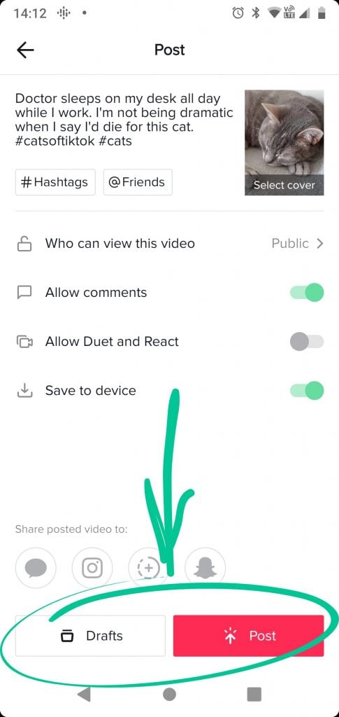 how to save a tiktok draft to camera roll