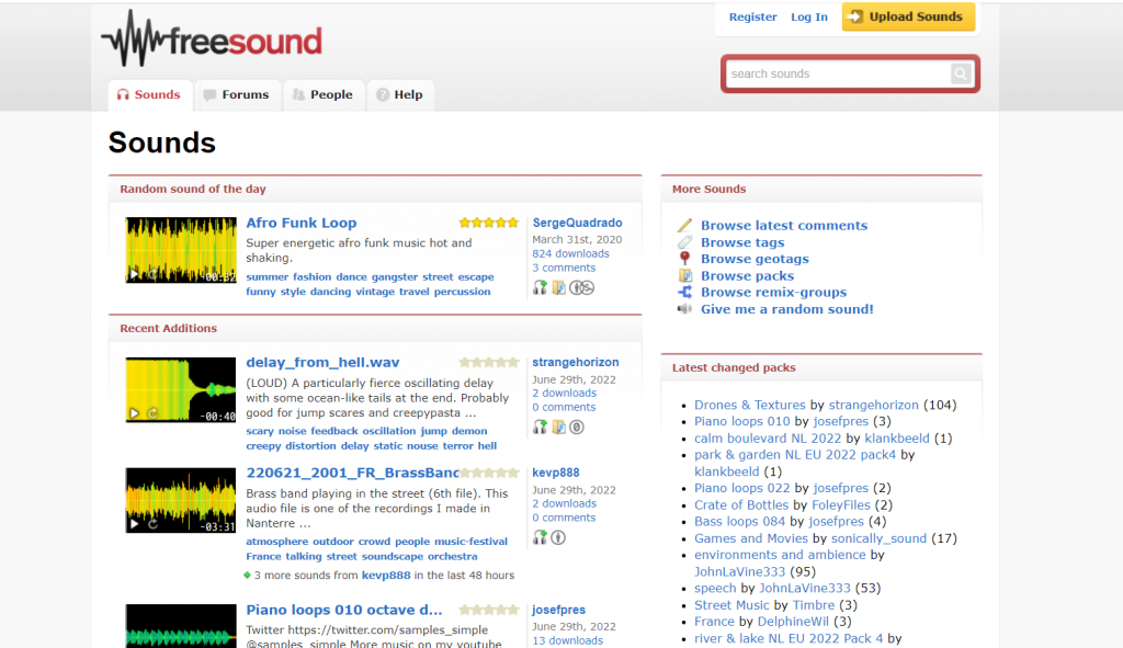 Freesound - Sounds browse