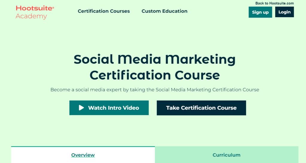 Hootsuite Social Marketing Certification