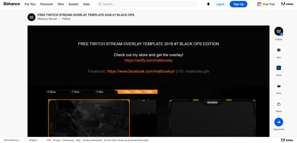  Black Ops FREE TWITCH STREAM OVERLAY TEMPLATE 