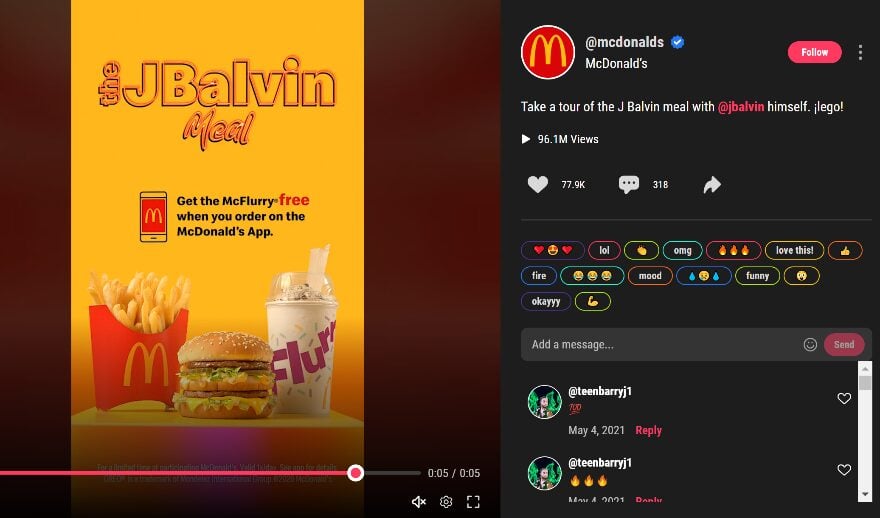 McDonald’s Celebrity Tray video featuring Jay Balvin