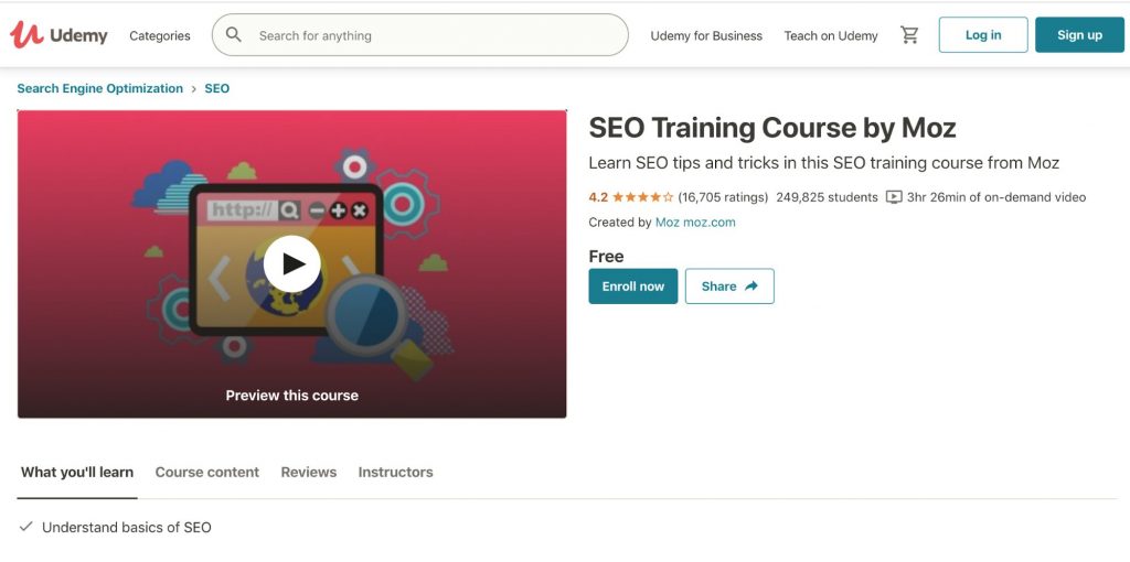 Moz SEO Training Course—Udemy