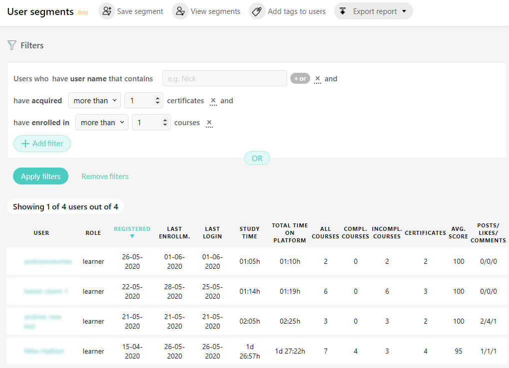 user segments