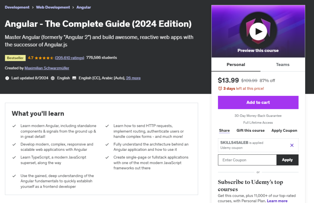 Most Popular Udemy Courses - Angular