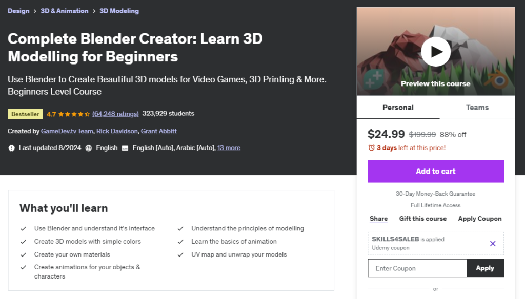 Most Popular Udemy Courses - Blender Creator