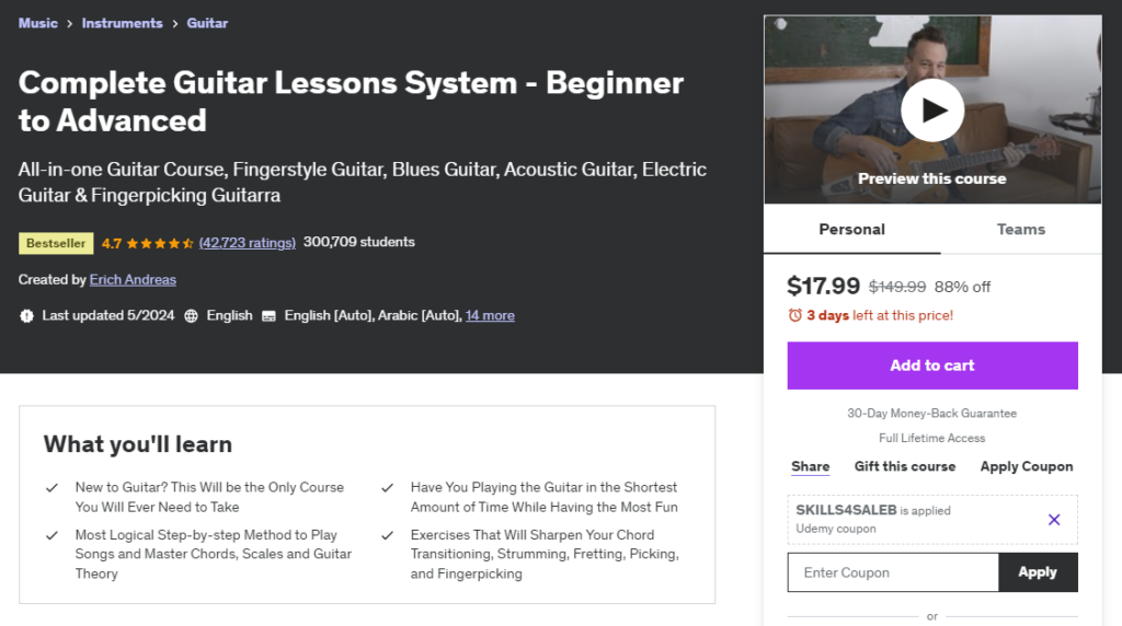 Most Popular Udemy Courses - Complete Guitar Lessons