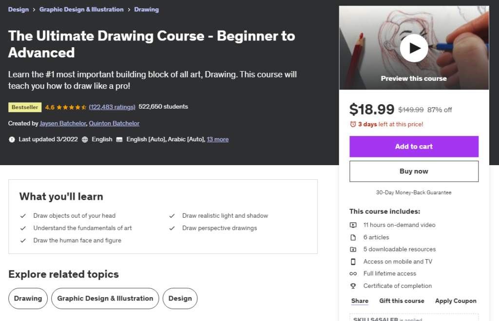 Most Popular Udemy Courses - Drawing Course