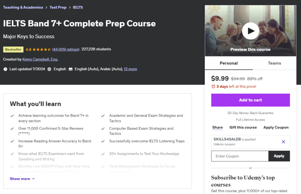 Most Popular Udemy Courses - IELTS Band