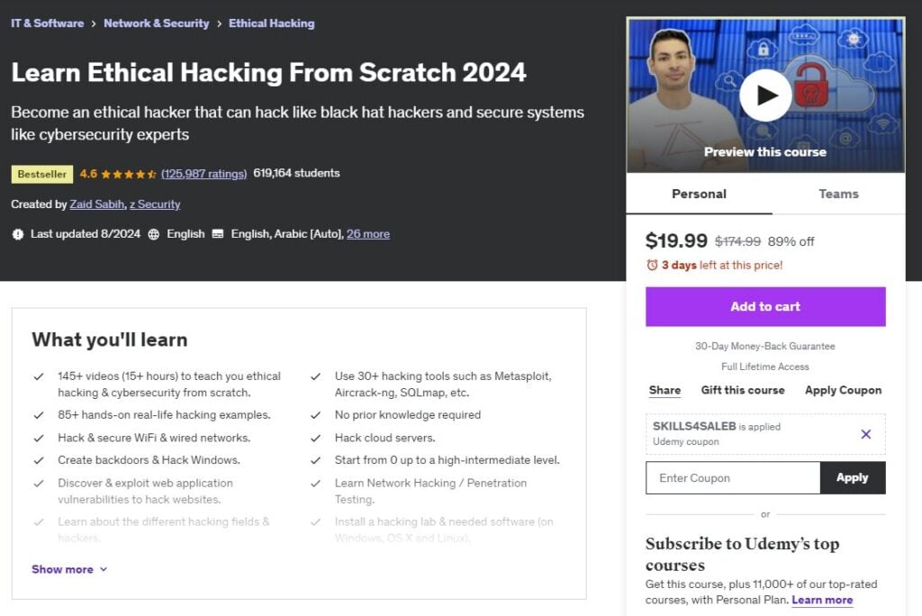 Most Popular Udemy Courses - Learn Ethical Hacking