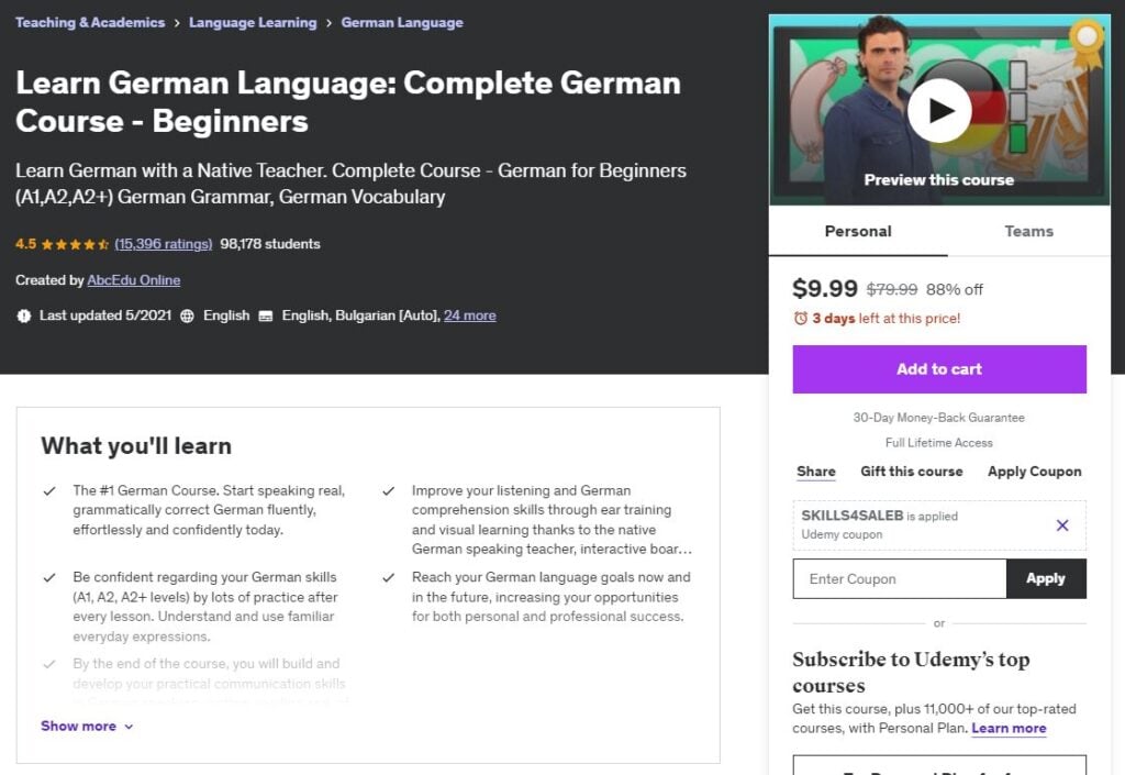 Most Popular Udemy Courses - Learn German