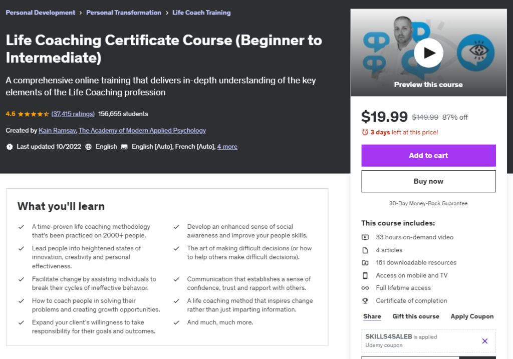 Most Popular Udemy Courses - Life Coaching Course