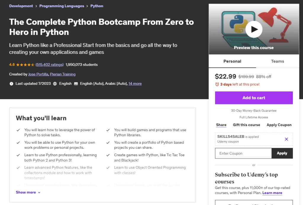 Most Popular Udemy Courses - Udemy Python