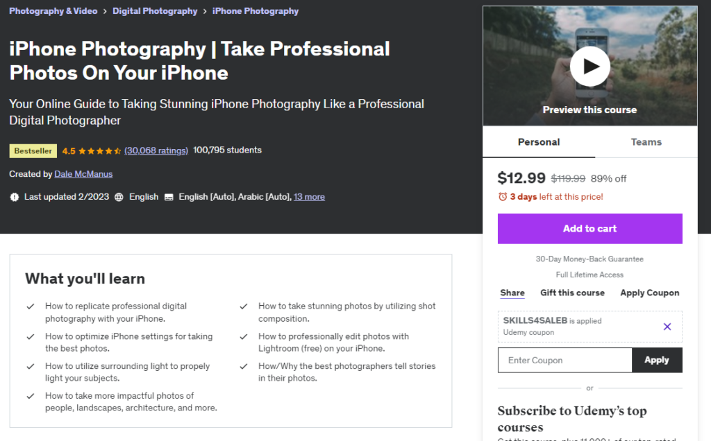 Most Popular Udemy Courses - iPhone Photography