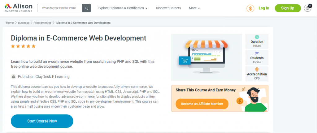 Alison E-Commerce course