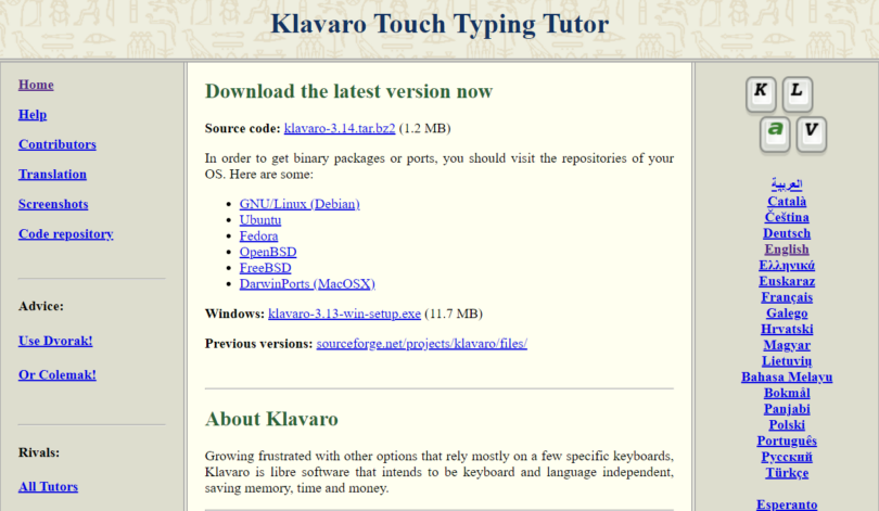 Klavaro Touch Typing Tutor