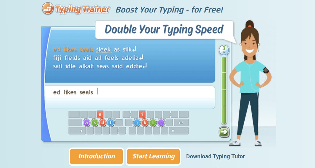 Typing Trainer Online - 100% Free Online Typing Web Tutor!