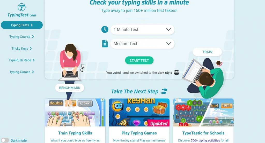 TypingTest.com to check skills