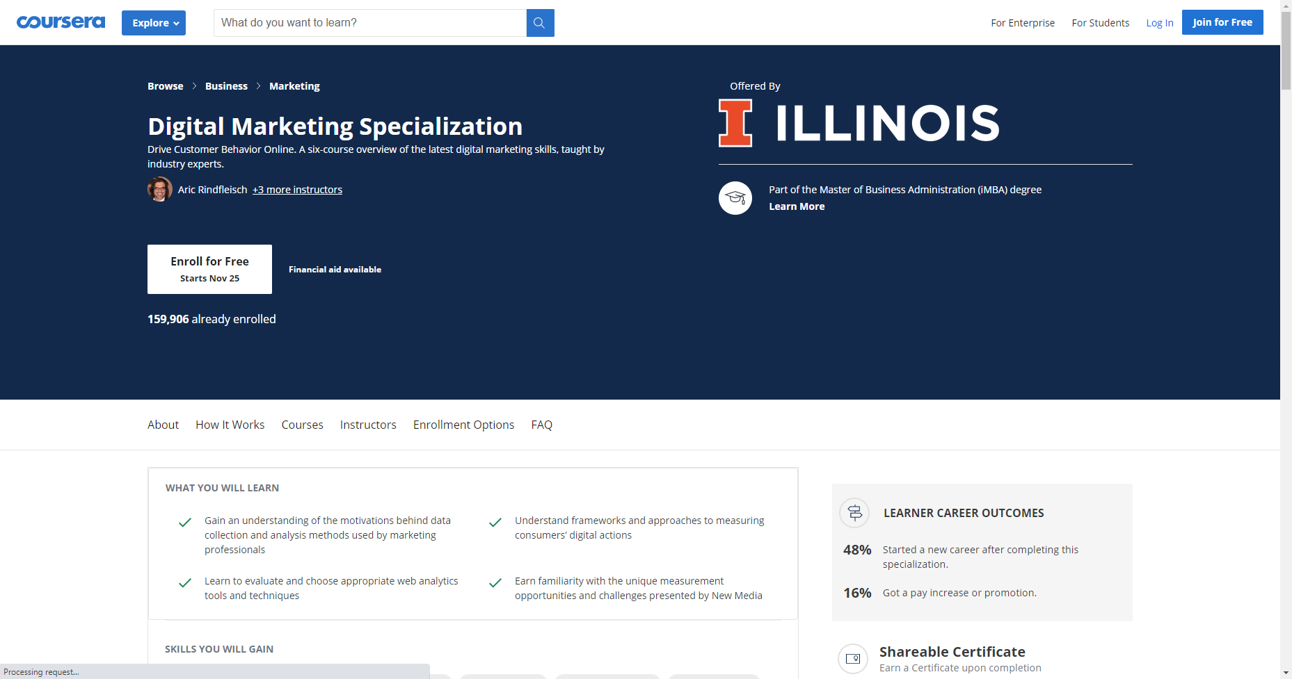 Digital Marketing Specialization by University of Illinois Urbana-Champaign on Coursera