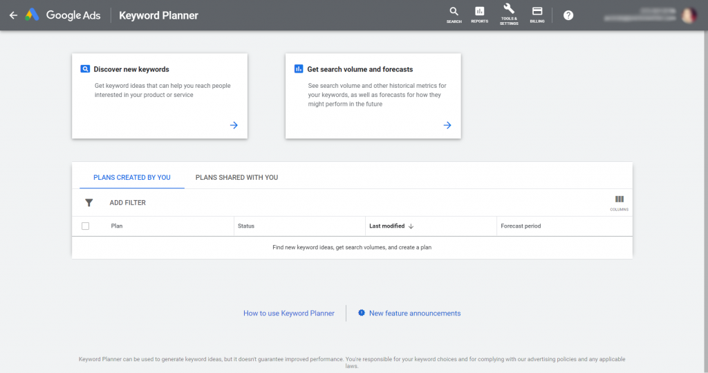 google keyword planner