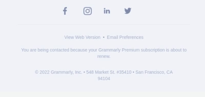 Grammarly email footer