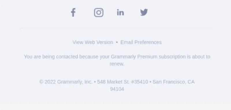 Grammarly email footer