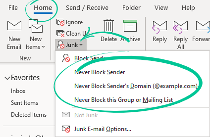 Home > Junk > Never Block Sender or Never Block Sender’s Domain