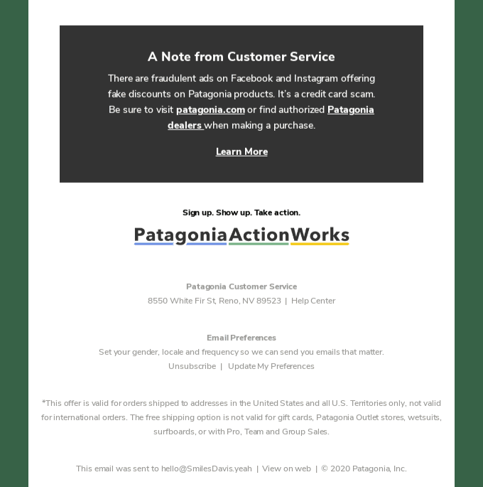 patagonia email footer