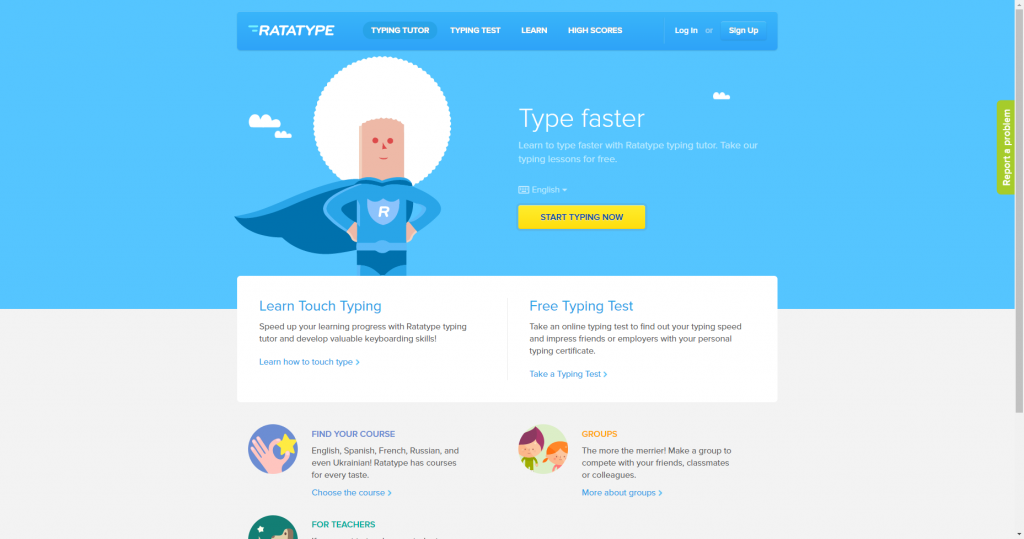 Ratatype is a simple online typing tutor