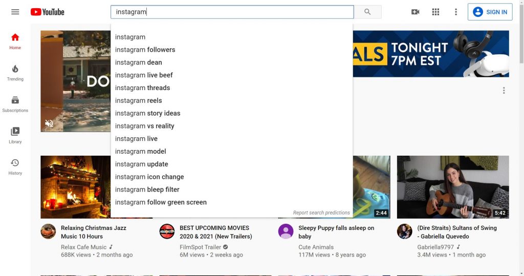 youtube autosuggest