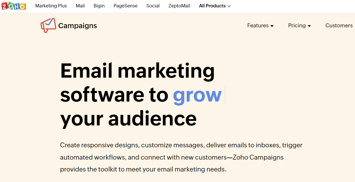 Campagnes Zoho email marketing