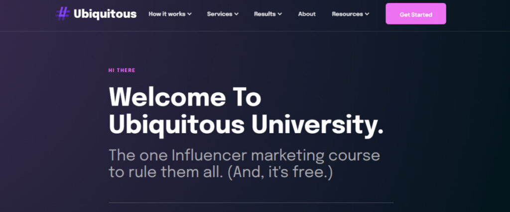Ubiquitous Influencer marketing course