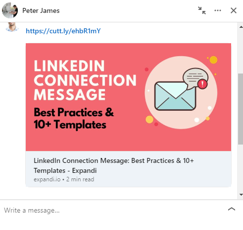add URL to messages linkedin