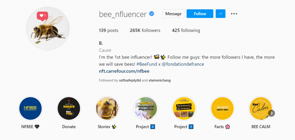 Originally from Paris, France, Bee is the very first influencer bee