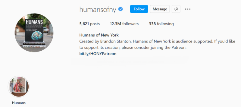 Humans of New York instagram account