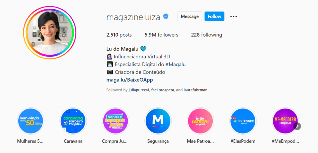 Lu do Magalu instagram virtual influencer