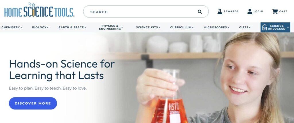 Home Science Tools Website Design Example