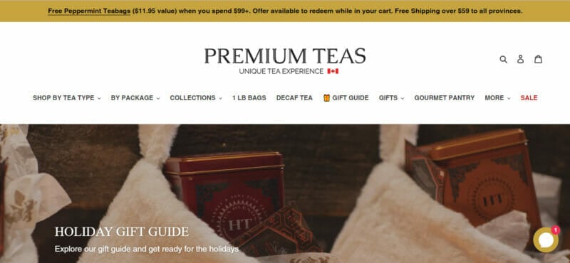 PREMIUM TEAS - webiste design for ecommerce