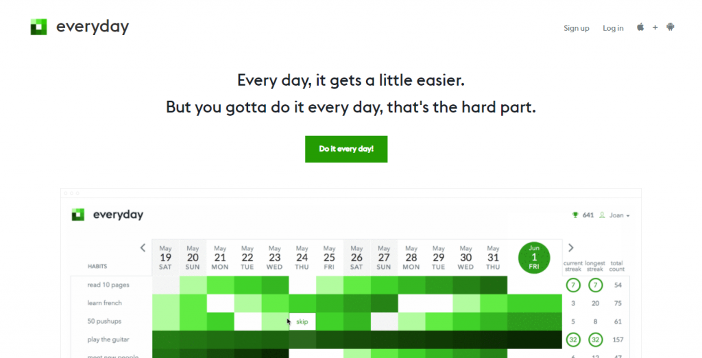 Everyday intuitive habit tracker