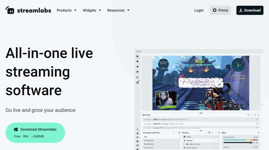StreamLabs streaming software