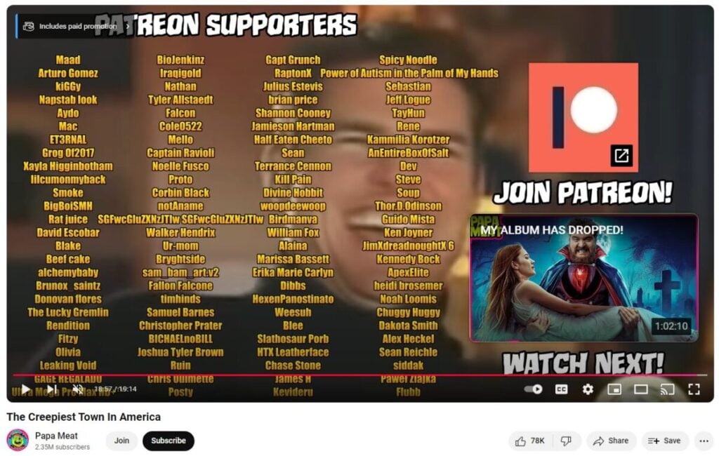 An example of YouTube End Screen Links