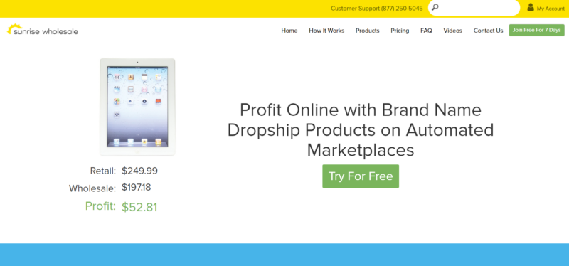 Sunrise Wholesale Merchandise dropshipping software