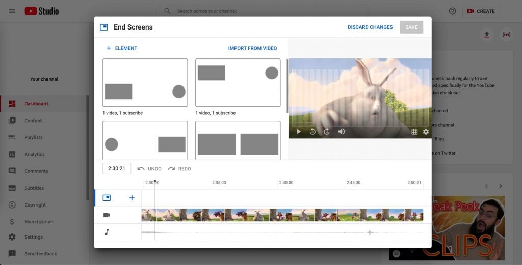 YouTube End Screen Import From Video