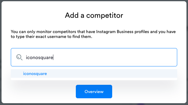 add a competitor iconosquare