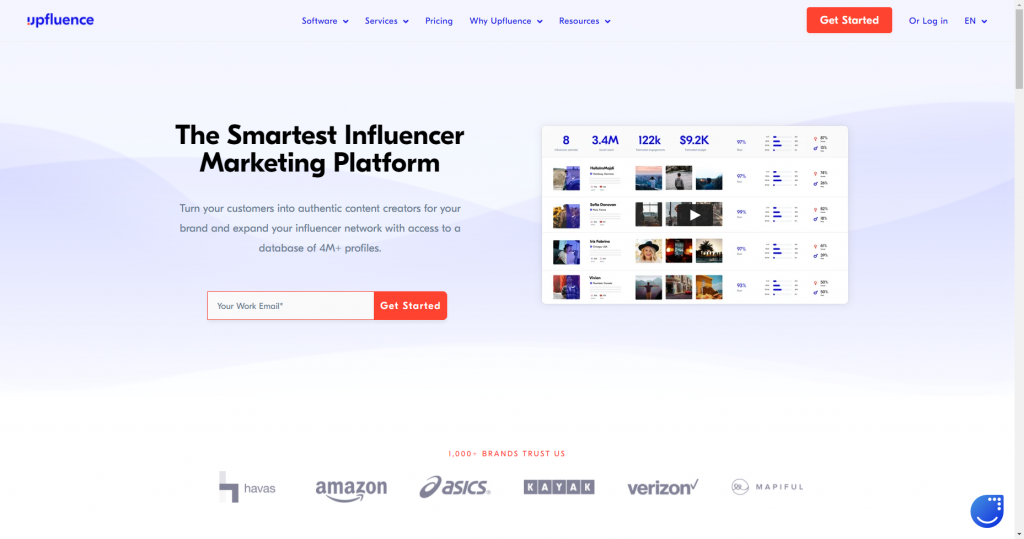 Upfluence influencer marketing platform