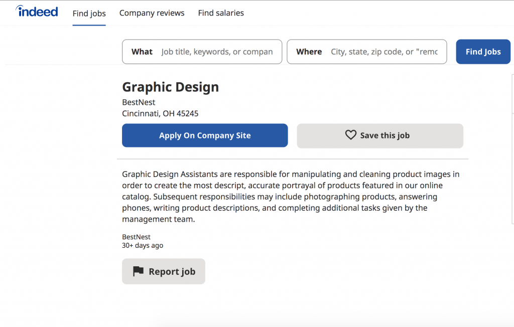 graphic design assistant job offer
